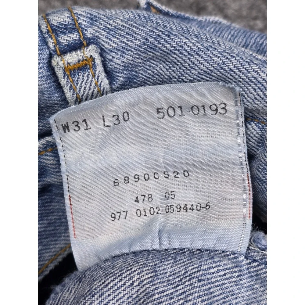 Y2K Levis 501 Jeans Mens 31X30 Light Wash Straight Leg Denim Button Fly